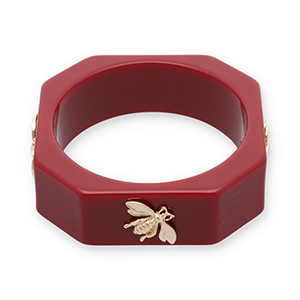 Bracciali bangle in resina con ape rosso scuro-oro
