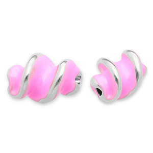 Perline in acciaio inossidabile spirale argento-rosa