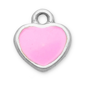 Ciondoli in acciaio inossidabile cuore argento-rosa