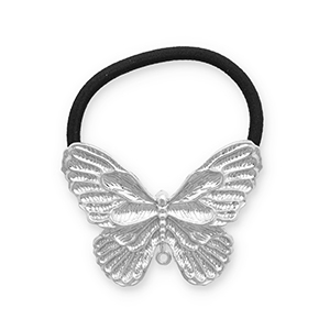 Accessori per capelli elastici per capelli con metallo farfalla argento-nero