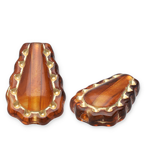 Perline in acrilico goccia marrone cognac-oro