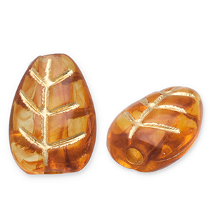 Perline in acrilico foglia marrone cognac-oro