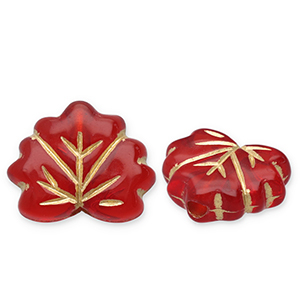 Perline in acrilico foglia rosso-oro