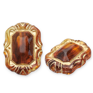 Perline in acrilico rettangolo marrone cognac-oro