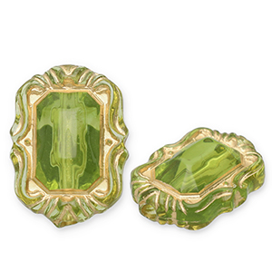 Perline in acrilico rettangolo verde oliva-oro