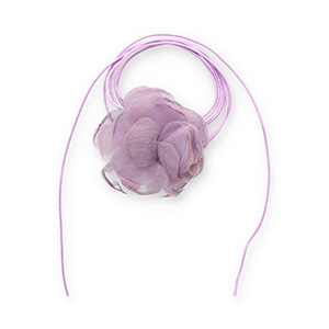 Choker con fiore in organza viola
