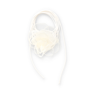 Choker con fiore in organza biancastro