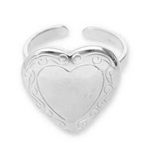 Anelli in acciaio inossidabile cuore argento