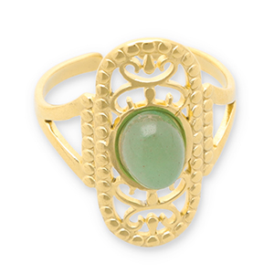 Anelli in acciaio inossidabile con pietra naturale oro-verde jade