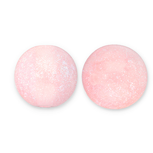 Perline in acrilico con glitterato 6 mm rosa chiaro-turchese