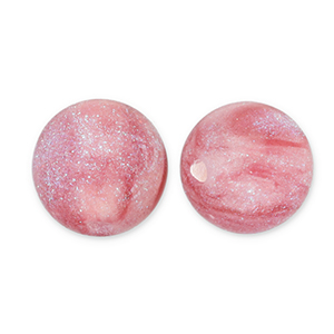 Perline in acrilico con glitterato 6 mm rosa-turchese