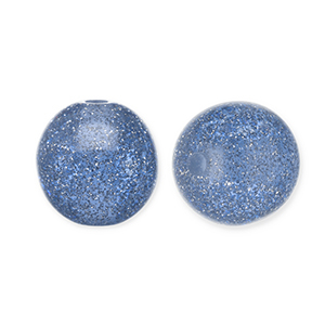 Perline in acrilico con glitterato 8 mm blu montana-argento