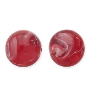 Perline in acrilico 12mm tonda rosso-bianco