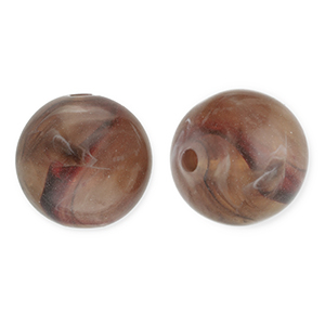 Perline in acrilico 12mm tonda marrone-bianco