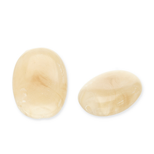 Perline in acrilico ovale beige marrone-bianco