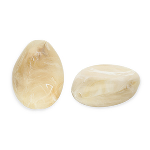 Perline in acrilico goccia beige marrone-bianco