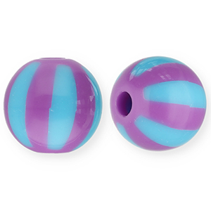 Perline in acrilico 12 mm con strisce viola-blu chiaro
