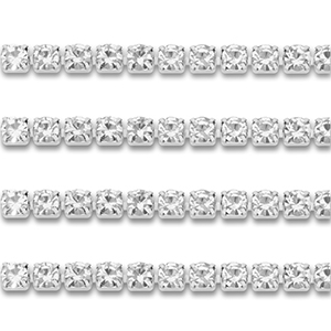 Catena strass in acciaio inossidabile 2mm argento-cristallo