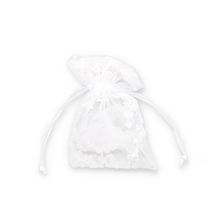 Sacchetti in organza fiore bianco