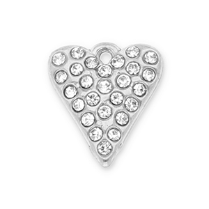 Ciondoli in acciaio inossidabile cuore con strass argento-trasparente