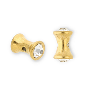 Perline in acciaio inossidabile diabolo con strass oro-trasparente