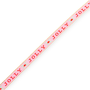 BY31&reg; Nastro con testo "Jolly" rosa chiaro-rosso-verde menta-oro