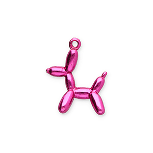 Ciondoli di metallo cane a palloncino rosa fucsia metallico