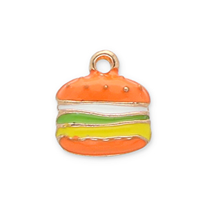 Ciondoli di metallo hamburger oro-arancione-verde-giallo