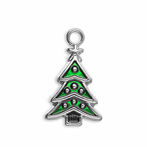 Ciondoli di metallo albero di natale argento-verde