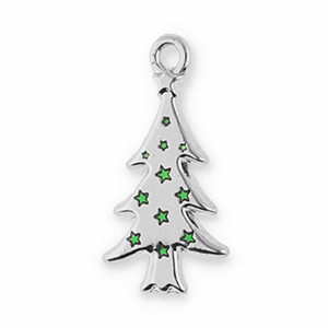 Ciondoli di metallo albero di natale argento-verde