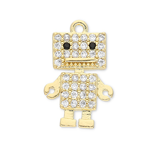 Metallo TQ in ottone ciondolo robot oro-trasparente