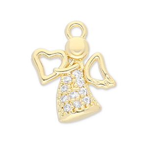 Metallo TQ in ottone ciondolo angelo oro-trasparente