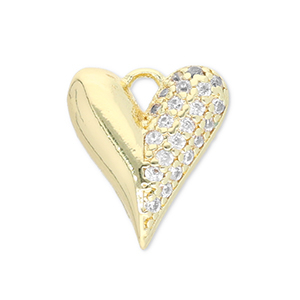 Metallo TQ in ottone ciondolo cuore oro-trasparente
