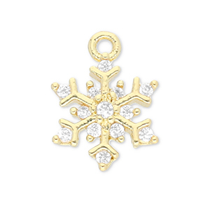Metallo TQ in ottone ciondolo fiocco di neve oro-trasparente
