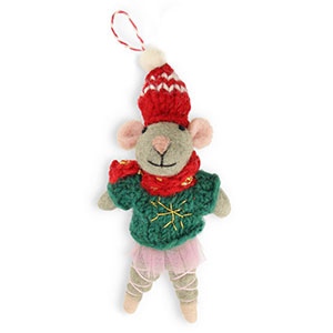Pendenti trendy feltro topo grigio-verde-rosso-rosa