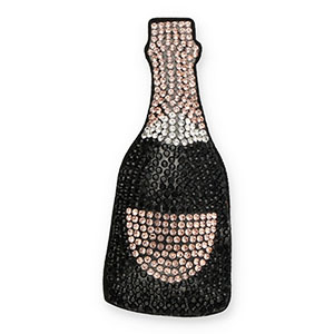 Ciondoli accattivanti con strass bottiglia champagne nero-oro rosa-cristallo