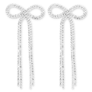 Metallo TQ in ottone orecchini con strass fiocco argento-cristallo