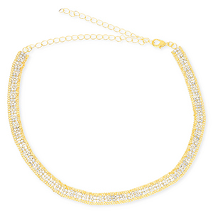 Metallo TQ in ottone girocollo con strass oro-cristallo
