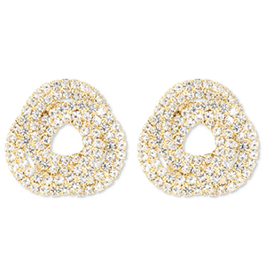 Orecchini in ottone Eco-brass&reg; con strass oro-cristallo