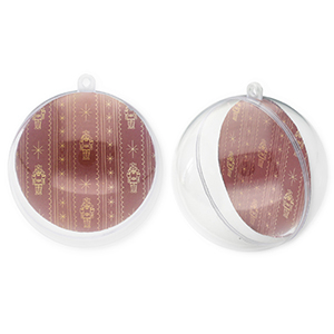 Ornamento trasparente pallone trasparente-rosso porto-beige