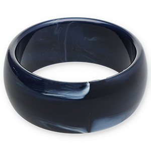 Bracciali bangle in resina blu scuro-bianco