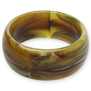 Bracciali bangle in resina verde oliva-marrone-bianco