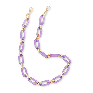 Cinturino da polso trendy per cellulare in acrilico viola lavanda-oro