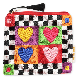 BY31&reg; Pochette cuori & cubi nero-bianco-multicolore