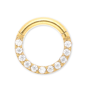 Piercing all'orecchio in acciaio inossidabile clicker anello con strass oro-cristallo