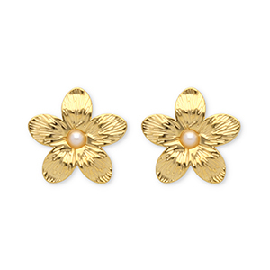 Orecchini in acciaio inossidabile fiore oro