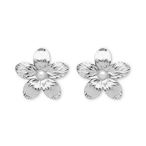 Orecchini in acciaio inossidabile fiore argento