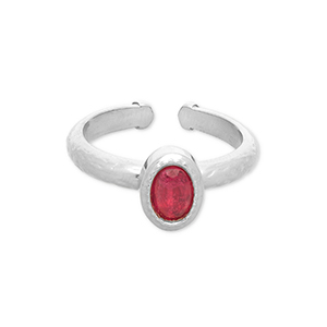 Anelli in acciaio inossidabile argento-rosso