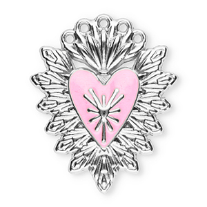 Ciondoli in acciaio inossidabile sacro cuore argento-rosa chiaro