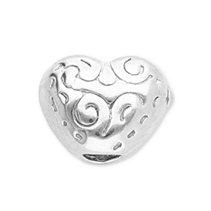 Perline in acciaio inossidabile cuore argento